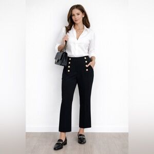 JL Atelier gold button nautical classic Black Women's Pants size medium office
